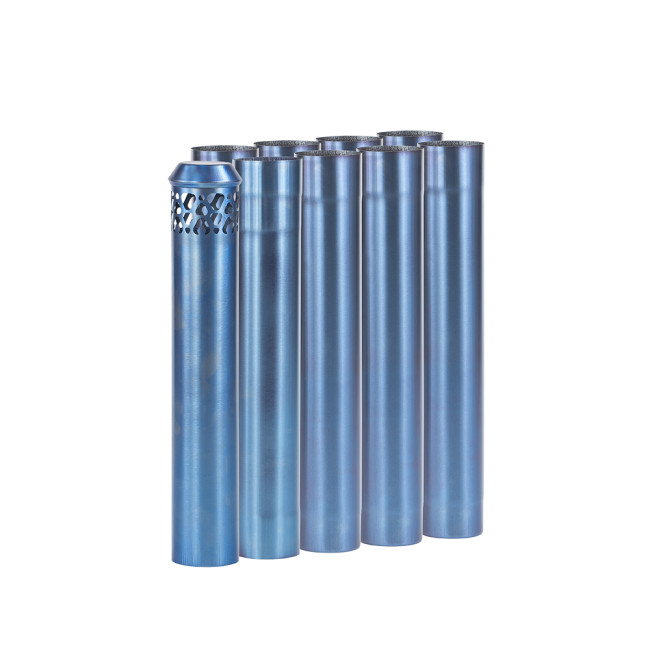 Φ6cm x 36cm x 9本 チタン煙突セット｜薪ストーブ ブルーグラデーション（Φ2.36in x 14.17in）｜ |連結型煙突 | POMOLY