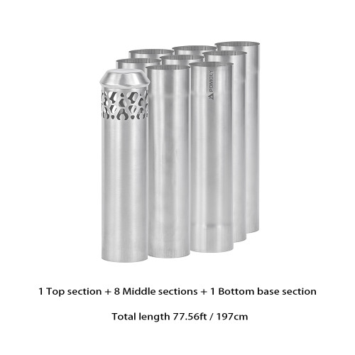 Φ6cm x 25cm x 9本 チタンストーブ煙突セット |円筒形煙突 (Φ2.36in x 9.84in)  | POMOLY