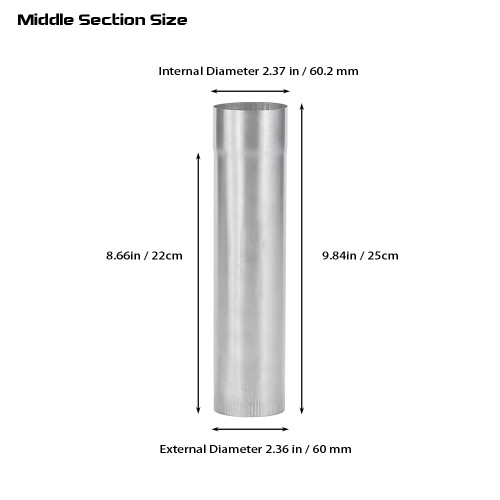 Φ6cm x 25cmチタン中部煙突セット 延長煙突 (Φ2.36in x 9.84in)  | POMOLY