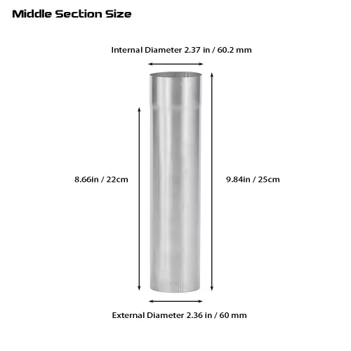 Φ6cm x 25cm中部チタン煙突  (Φ2.36in x 9.84in)  | POMOLY