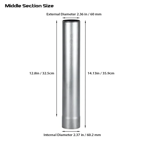 Φ6cm x 36cmチタン煙突中部煙突 | 円筒形煙突 (Φ2.36in x 14.17in) | ソリッドセクション煙突 | POMOLY