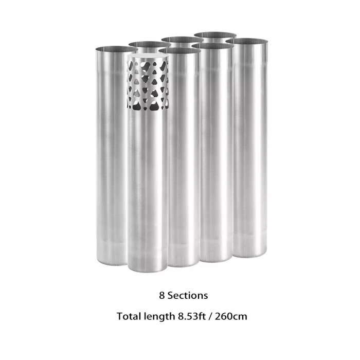 Φ7cm x36cmチタン煙突セット | 円筒形煙突 | ソリッドセクション煙突  | (Φ2.76in x 14.17in)  POMOLY