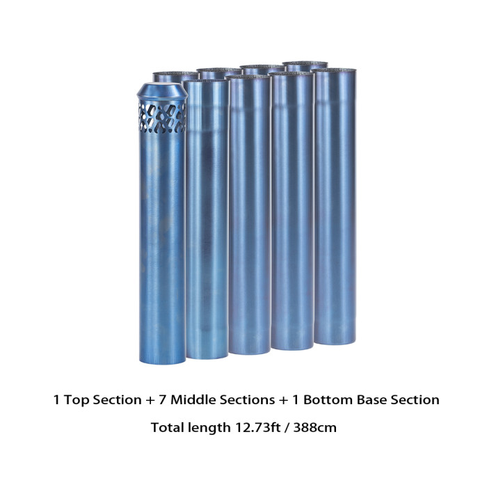 Φ6cm x 36cm x 9本 チタン煙突セット｜薪ストーブ ブルーグラデーション（Φ2.36in x 14.17in）｜ |連結型煙突 | POMOLY