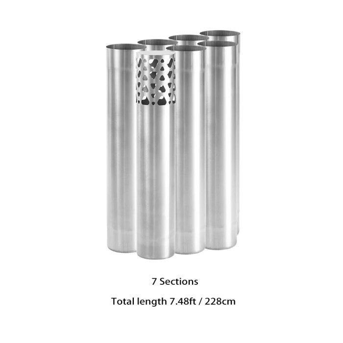 Φ7cm x36cmチタン煙突セット | 円筒形煙突 | ソリッドセクション煙突  | (Φ2.76in x 14.17in)  POMOLY