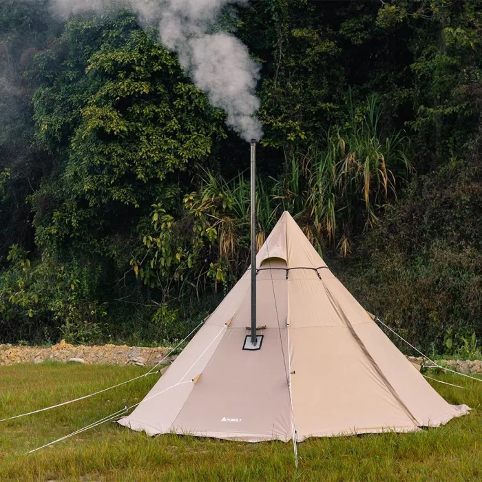 POMOLY YARN Octa TC ワンポールテント 大型テント 3-5人用 コットンテント（煙突穴付き）ハーフインナーテント付き 遮光 通気 キャンプ用 アウトド おまけ付きポモリーPOMOLY YARN Octa TC ワンポールテント