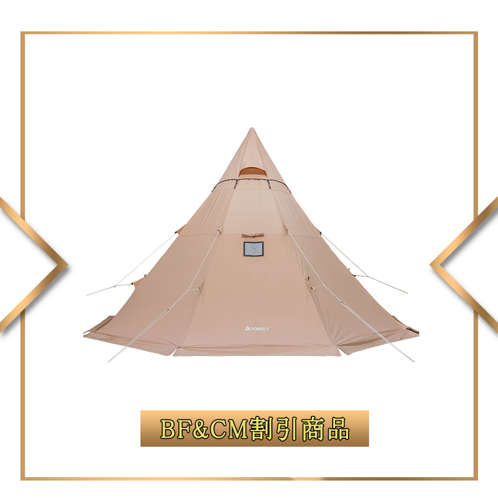 POMOLY YARN Octa TC ワンポールテント 大型テント 3-5人用 コットンテント（煙突穴付き）ハーフインナーテント付き 遮光 通気 キャンプ用 アウトド おまけ付きポモリーPOMOLY YARN Octa TC ワンポールテント