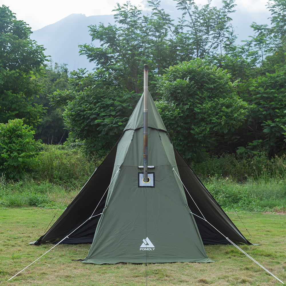 Pomoly HEX ワンポールテント 薪ストーブテント 2-3人用 （煙突 穴）