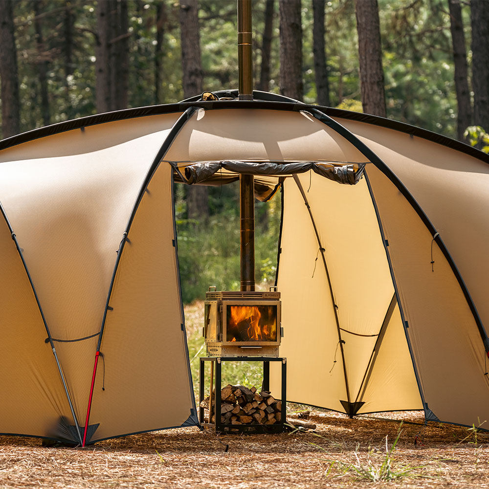 POMOLY キャンプテント ストーブセット Lumberjack チタンテントストーブ｜ポータブル式テントウッド