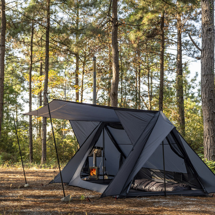 STOVEHUT 20 パップテント |  ブルーグレー 軽量 軍幕テント 前室あり | POMOLY 2025 新商品