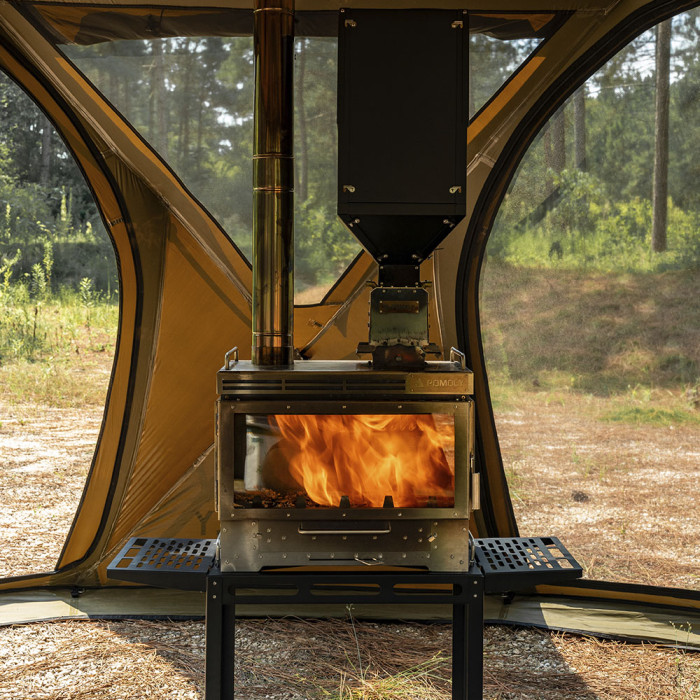 キャンプ用ターボチャージャーペレットバーナー｜アウトドア用ポータブルペレットボックス｜POMOLY 2026年新作