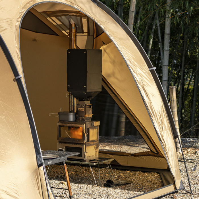 キャンプ用ターボチャージャーペレットバーナー｜アウトドア用ポータブルペレットボックス｜POMOLY 2026年新作