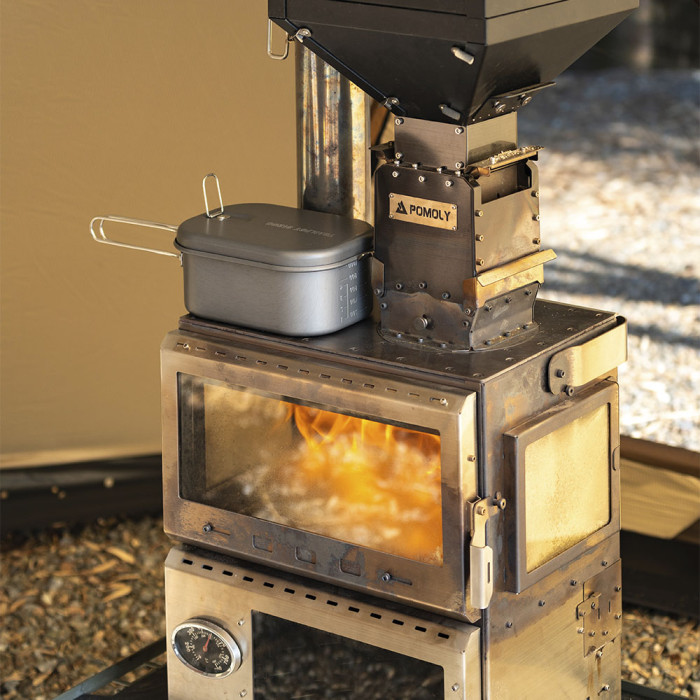 キャンプ用ターボチャージャーペレットバーナー｜アウトドア用ポータブルペレットボックス｜POMOLY 2026年新作
