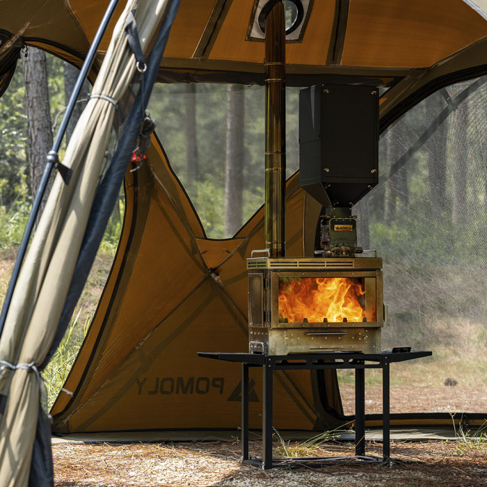 キャンプ用ターボチャージャーペレットバーナー｜アウトドア用ポータブルペレットボックス｜POMOLY 2026年新作