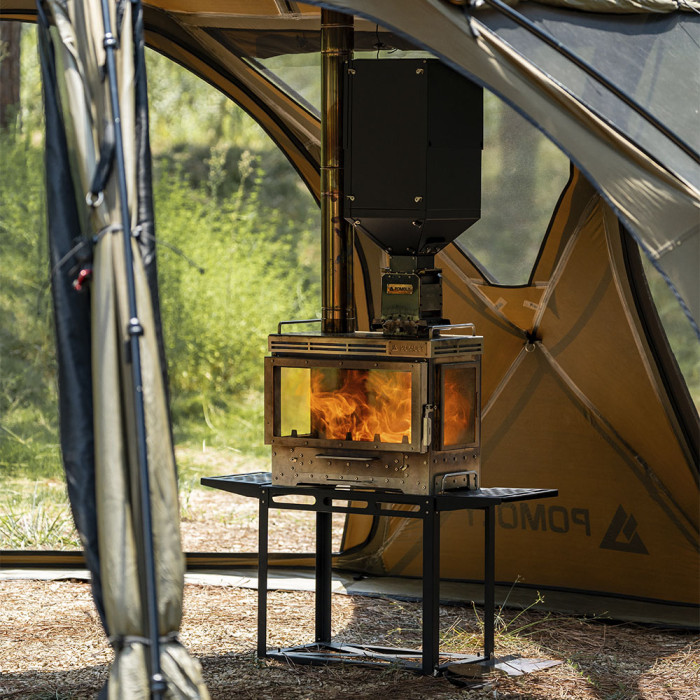キャンプ用ターボチャージャーペレットバーナー｜アウトドア用ポータブルペレットボックス｜POMOLY 2026年新作