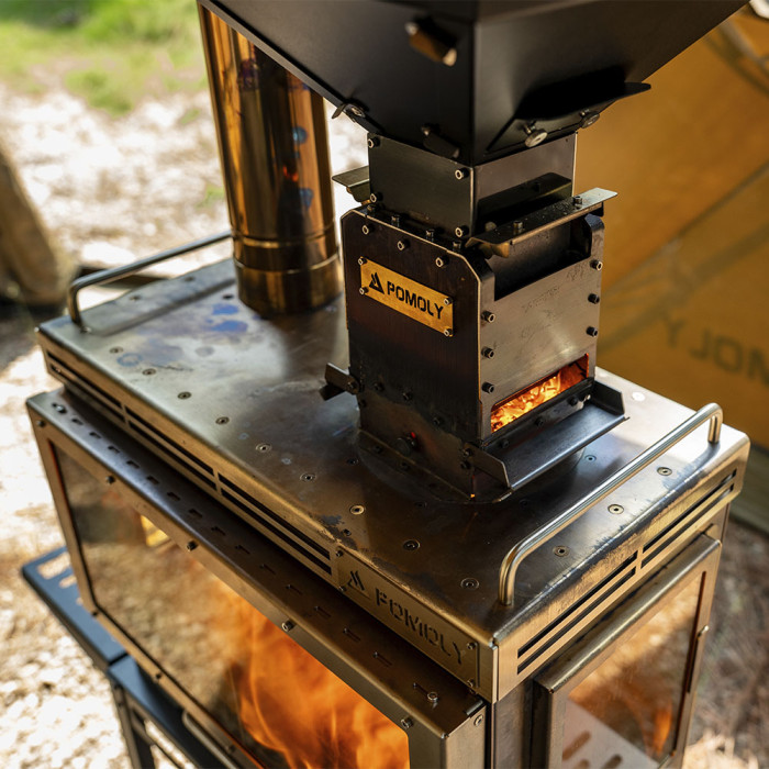 キャンプ用ターボチャージャーペレットバーナー｜アウトドア用ポータブルペレットボックス｜POMOLY 2026年新作