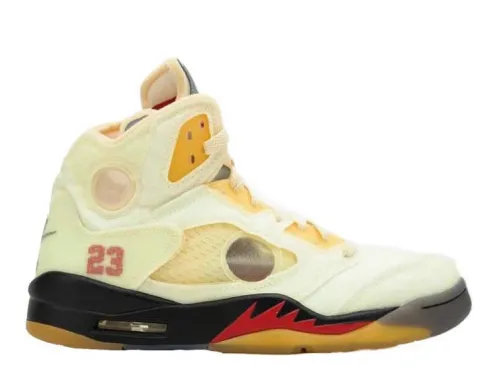 Off White x Air Jordan 5 Retro Sail/Plot twist (LN5 A1 Batch)