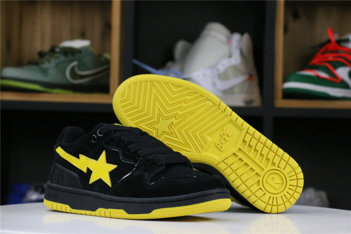 A Bathing Ape Sk8 Sta Black Electric Yellow