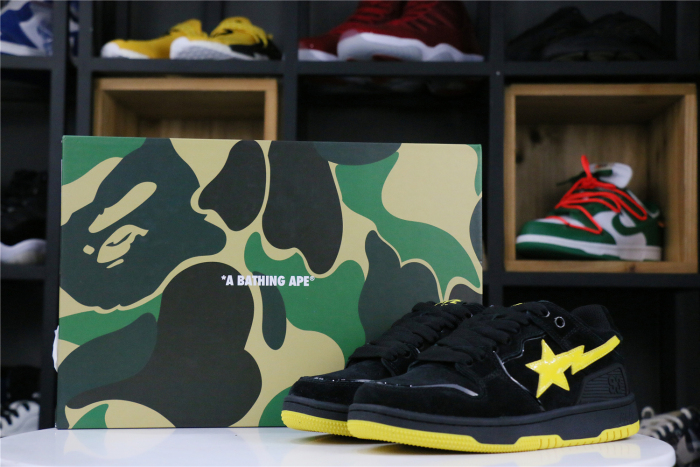 A Bathing Ape Sk8 Sta Black Electric Yellow