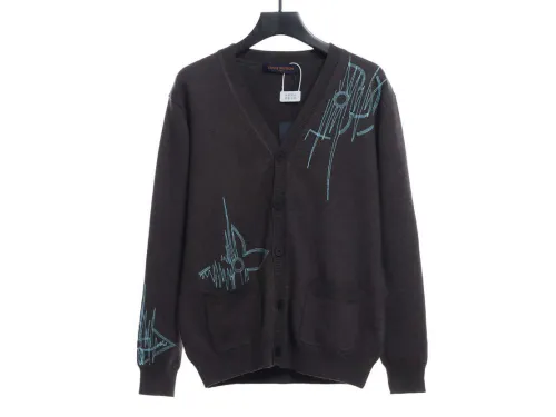 L-VxFREQUENCY Irregular Embroidered Mohair Cardigan