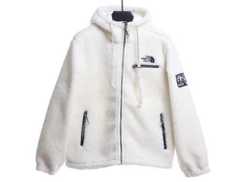 The North Face Double Laminated Sherpa White Zip Jacket