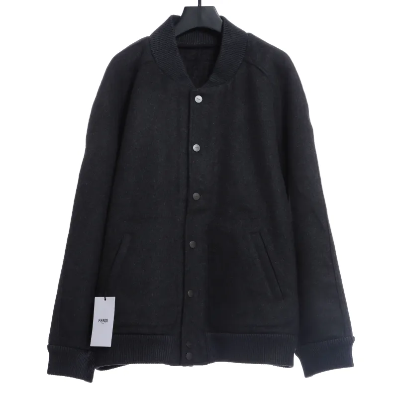 FD 22FW all over printed jacquard FF double-faced wool bomber jacket