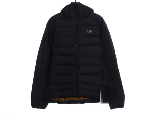 Arct3ryx Th0orium Black Gold Embroidered Logo Down Jacket