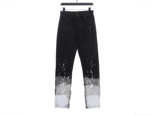 FOG Season 5 Washed Old Black Splashed Ink Slim Fit Small Feet Zipper Jeans