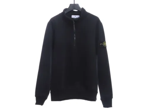Stone Island Stand Collar Half Zip Long Sleeve Sweatshirt