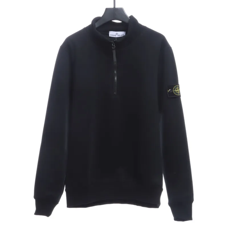 Stone Island Stand Collar Half Zip Long Sleeve Sweatshirt