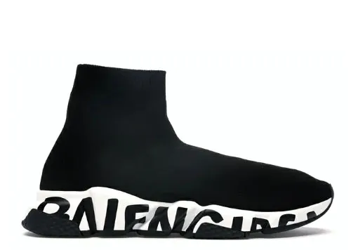Balenciag*Speed Graffiti Trainers Black White