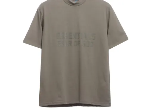 Essenti@ls Double line double row large letter flocking short sleeves