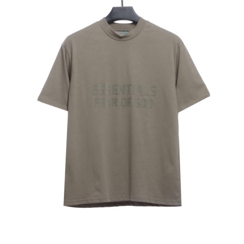 Essenti@ls Double line double row large letter flocking short sleeves