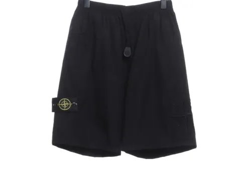Stone Island Side compass large embroidered shorts gray