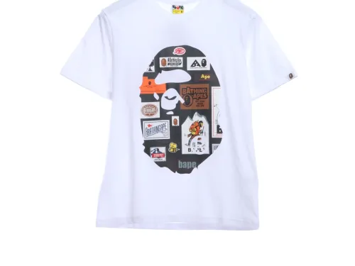 BAPE ape-man initials pattern label printing short sleeves
