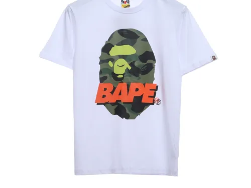 BAPE camouflage ape head pattern hit color letter printing short sleeves