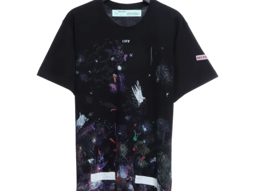 OW starry sky fireworks splash ink arrow short sleeves