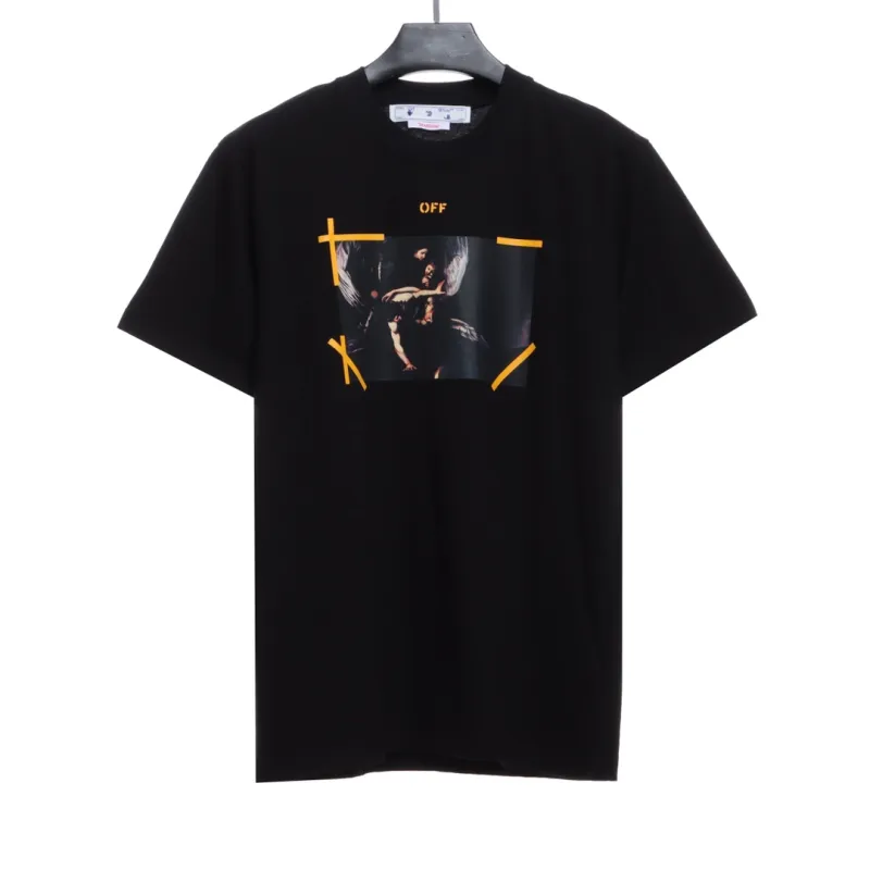 OW angel wings Notre Dame religious oil painting short sleeves