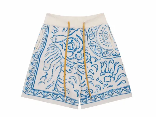 Rhud3 2023ss men's and women's identical Danube blue knitted shorts