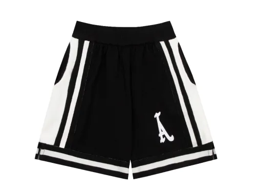 Letter A black and white striped knitted shorts