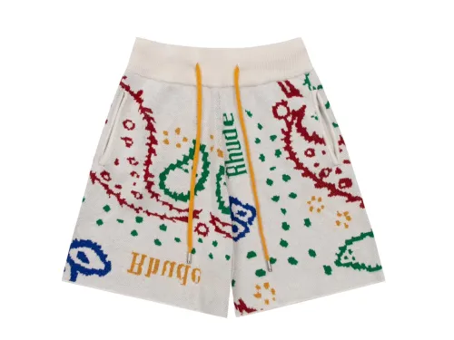 Rhud3 2023ss men's and women's same style cashew flower knitted shorts