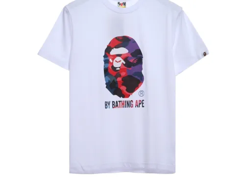 BAPE ape head multicolor block camouflage short sleeves