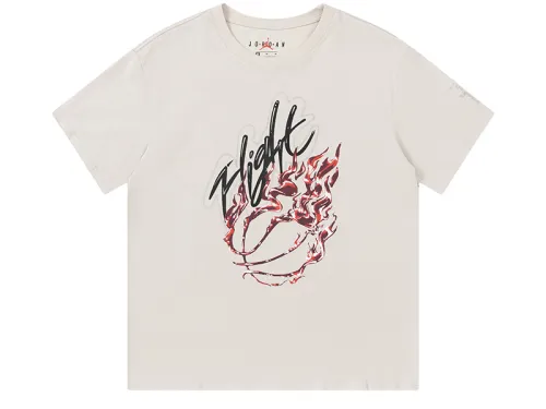 Travis Scott Flame printing water drill round collar and short sleeves