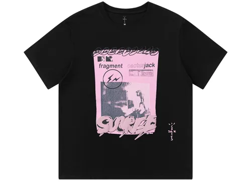 Travis Scott Lightning Fujiwara letter printing pattern short sleeves
