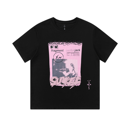 Travis Scott Lightning Fujiwara letter printing pattern short sleeves