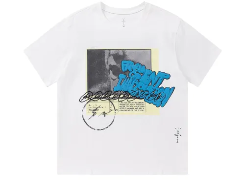 Travis Scott Joint badge style Logo letter foam printing round collar and short sleeves