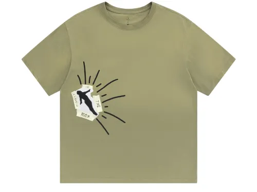 Travis Scott Retro washing to make old fixed dyeing letter printing short sleeves