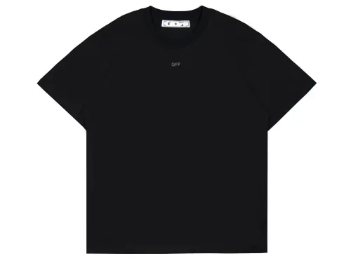 Ow overlapping printed short-sleeved black tape arrow T-shirt