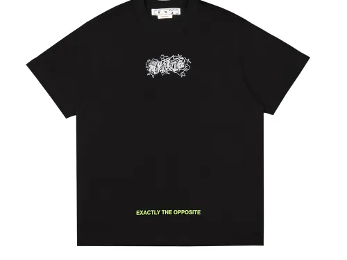 Ow23ss embroidery printing flocking letter short sleeves