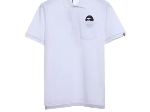 BAPE back colorful letter printing POLO short sleeves