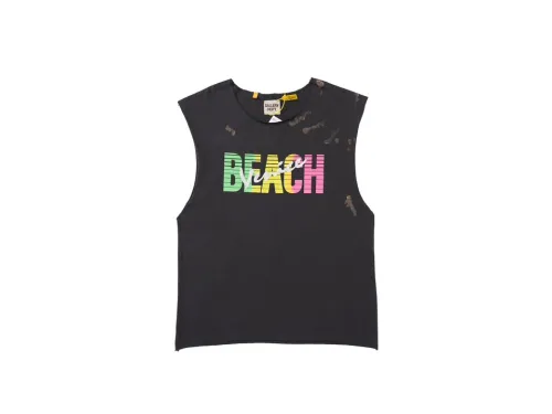 Gallery Dep Make old sleeveless shoulder color letter printed short-sleeved T-shirts